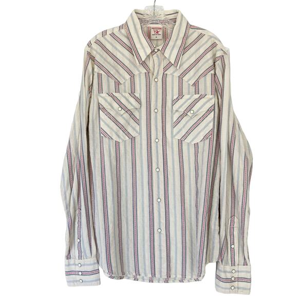 New TRUE RELIGION Shirt XL Western Stripe Pearl Button Snap Long Sleeve - Picture 1 of 10